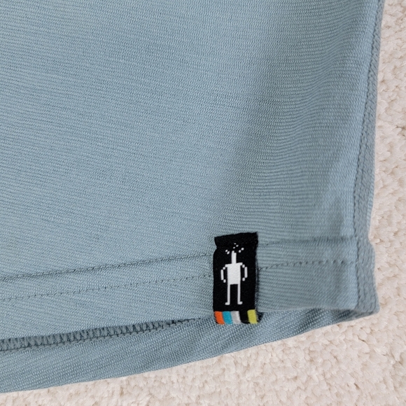 Smartwool Blue Gray Merino Sport 150 Gorpcore Short Sleeve Polo Shirt Sz XXL - Picture 6 of 10